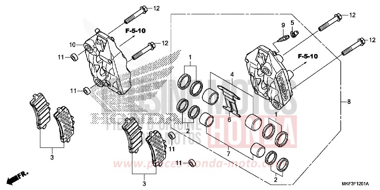 ETRIER DE FREIN AVANT (CBR1000S1/S2) de CBR1000RR SP SP1 SP2 GRAND PRIX RED (R380X) 2018